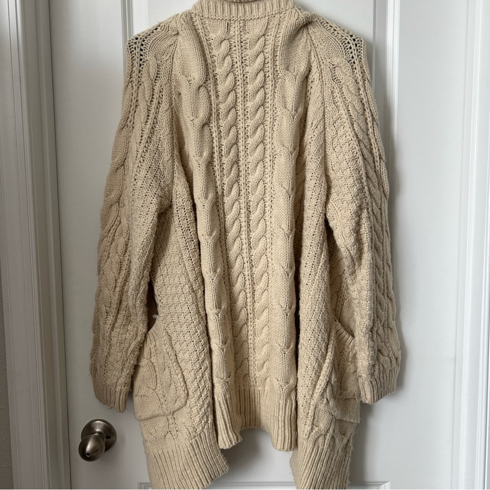 POL Chunky Knit Sweater Cardigan Size Small Women’s Cream With Pockets - Picture 8 of 10